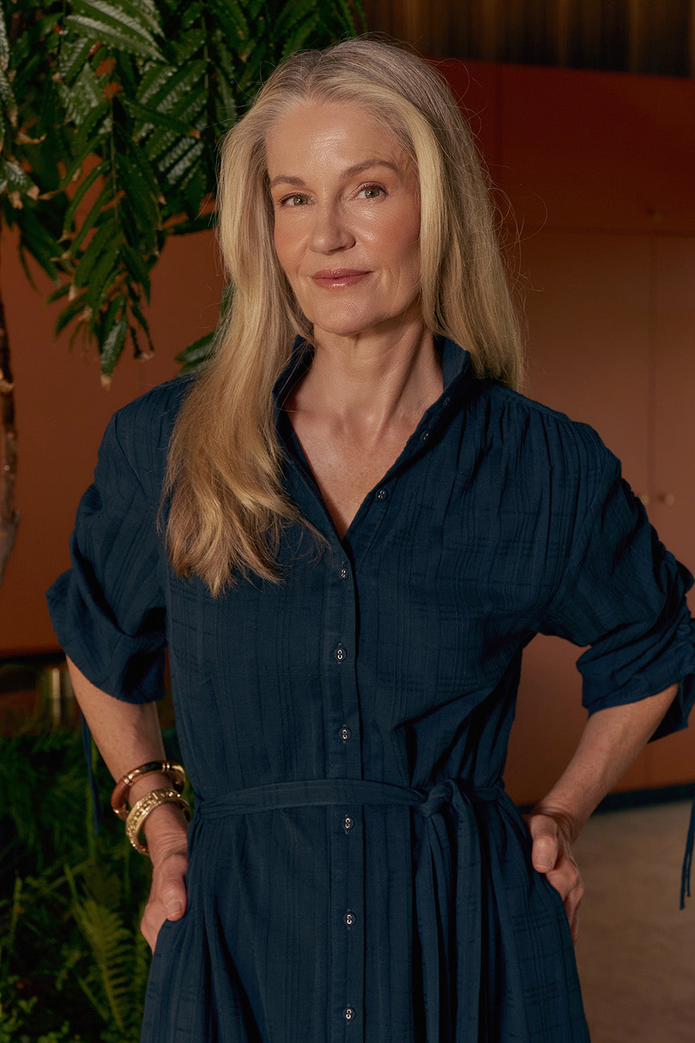 Romi Maxi Dress in Navy Dobby