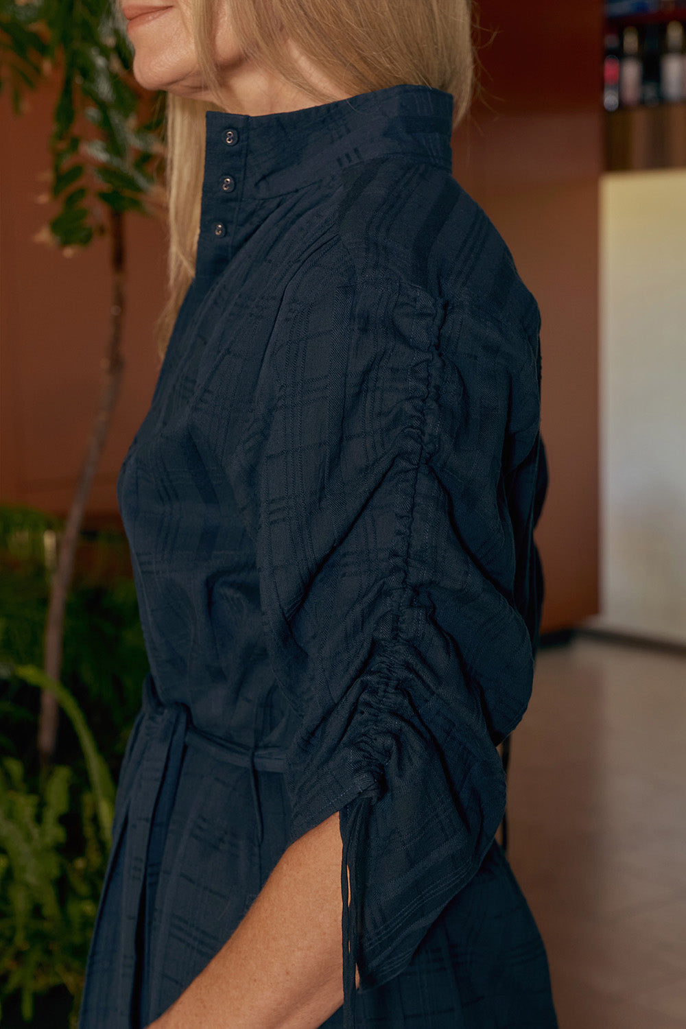 Romi Maxi Dress in Navy Dobby