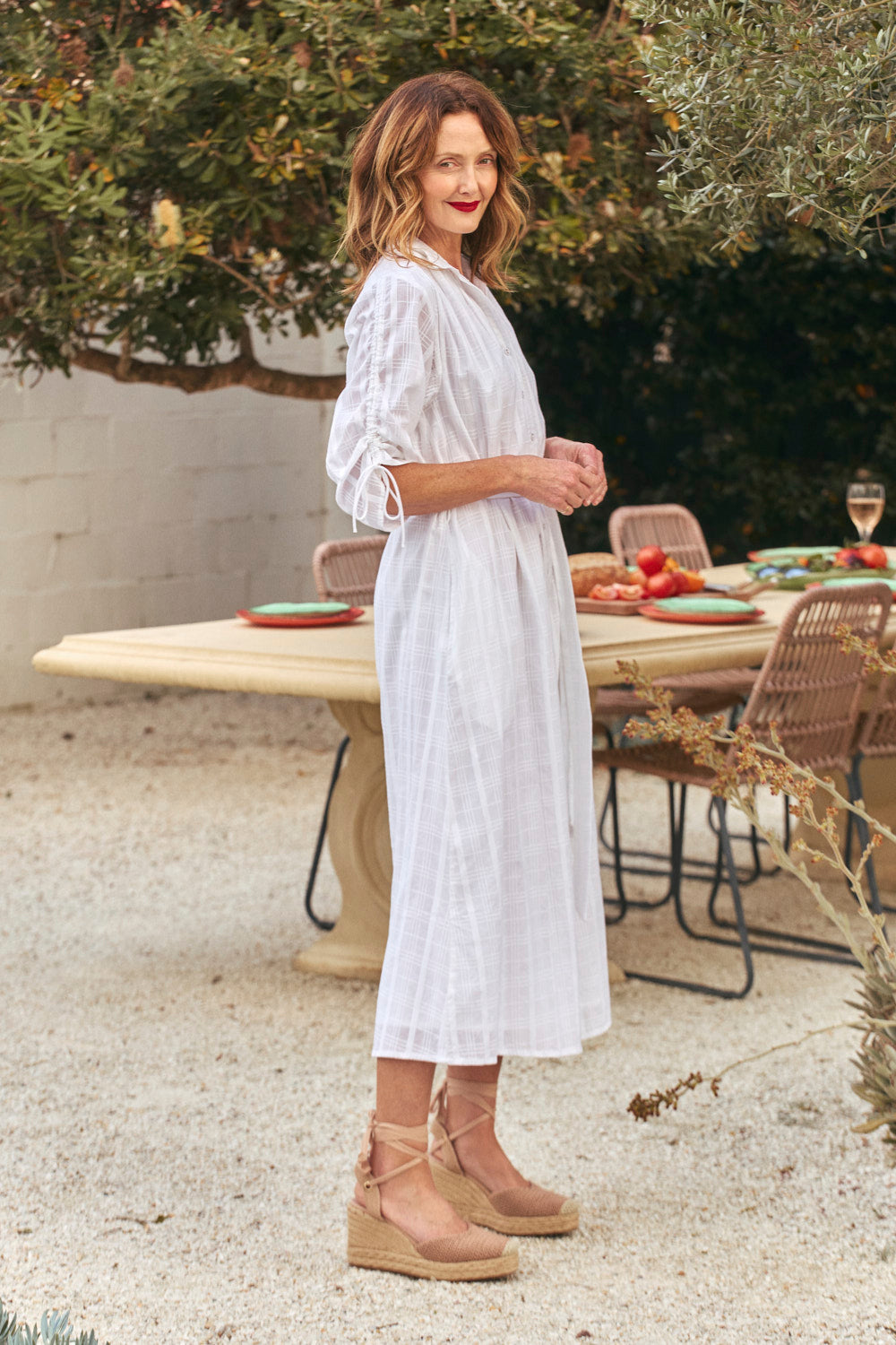 Romi Maxi Dress in White Dobby, Maxi Dress - Adrift Clothing