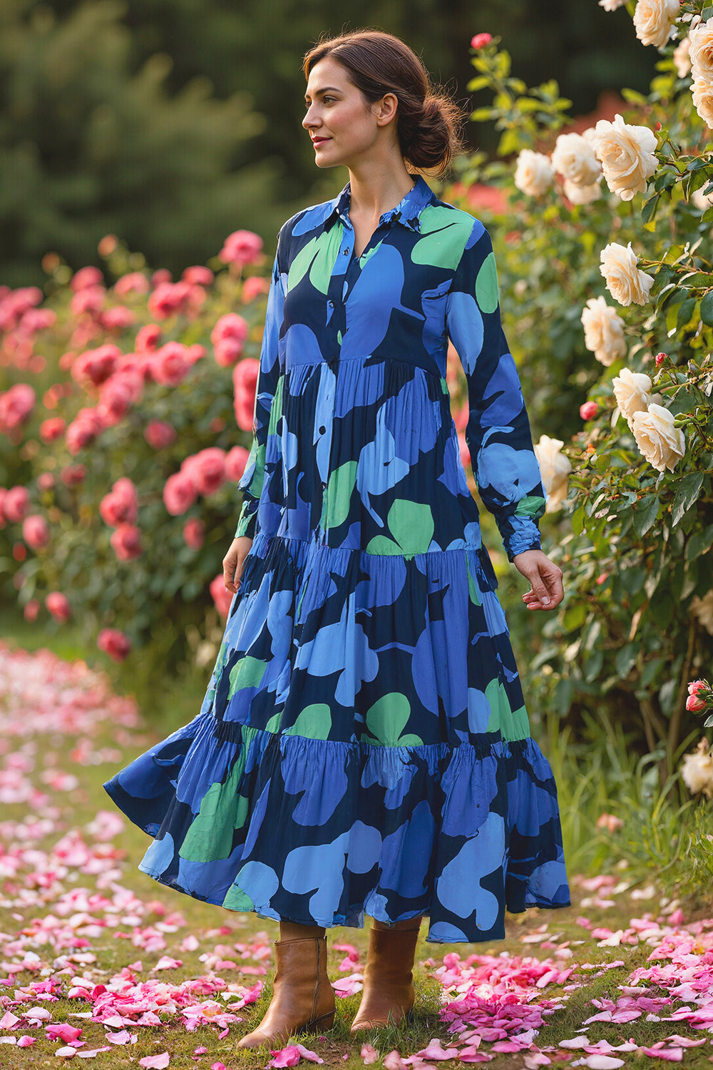 Sabre Button Through Dress in Wintergarden