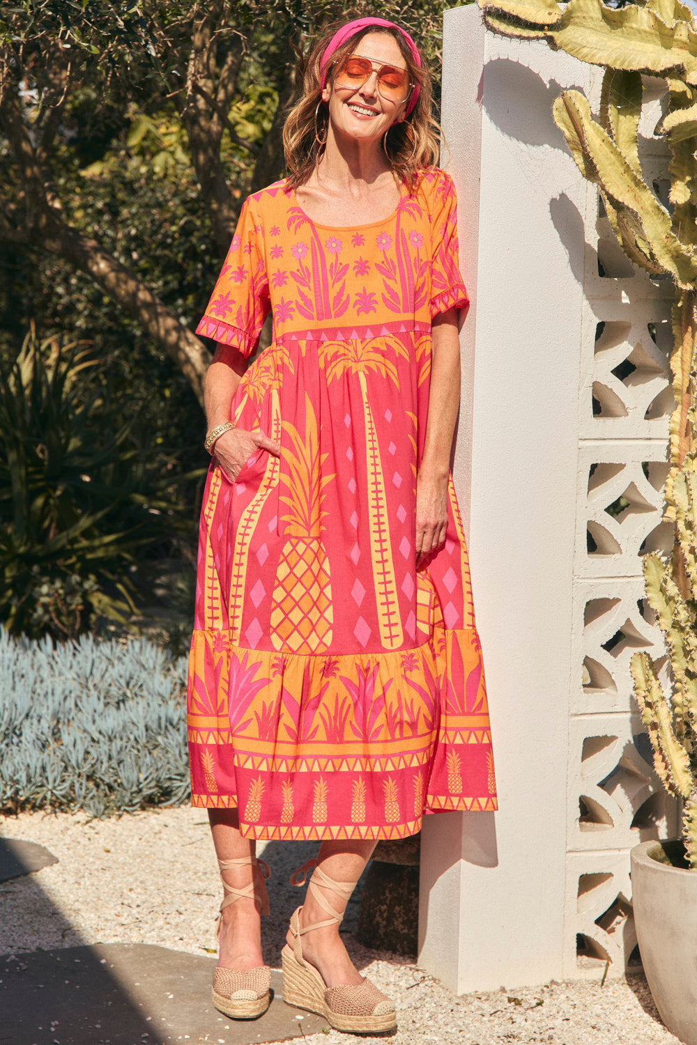 Sabre Frill Dress in Tangerina