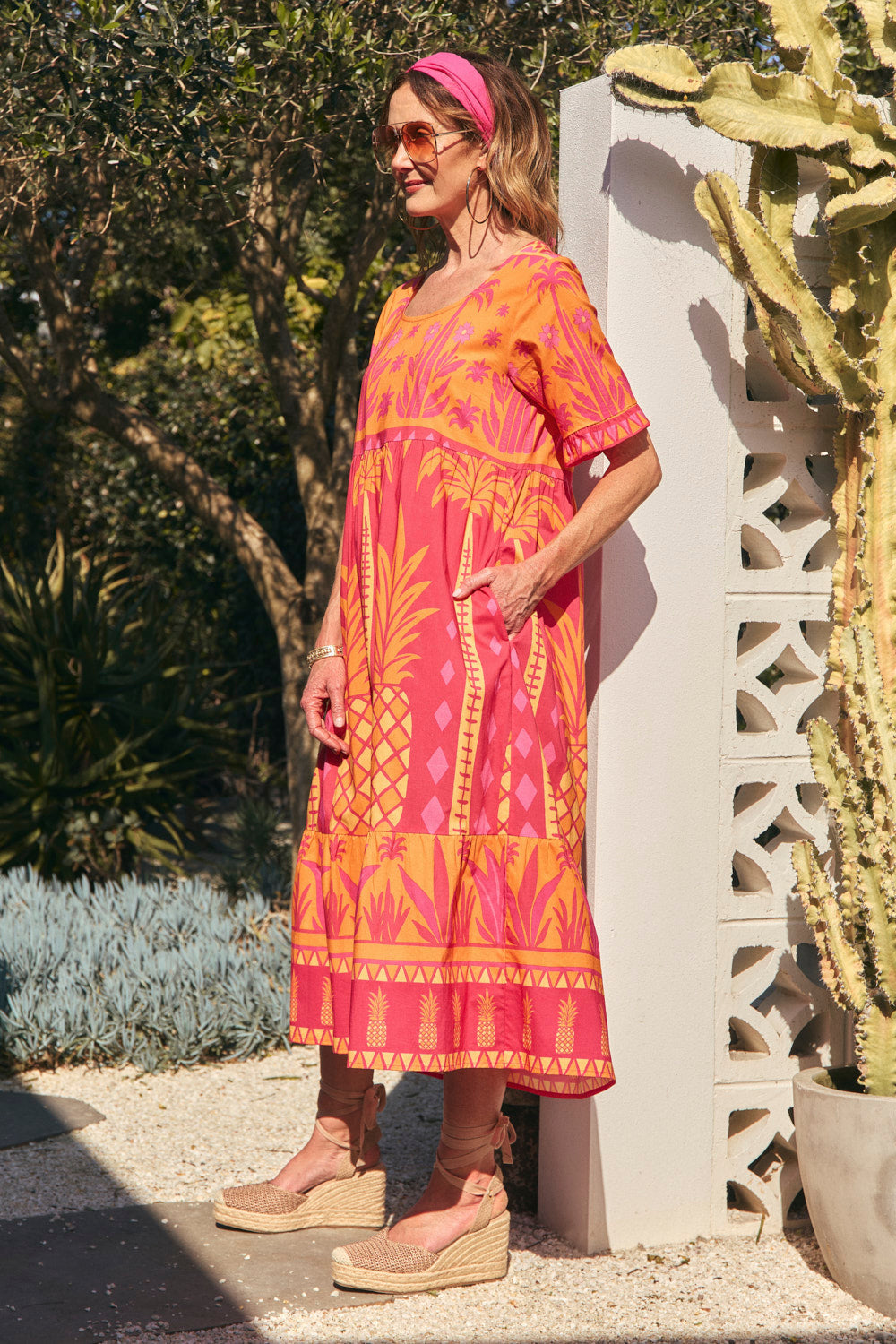 Sabre Frill Dress in Tangerina