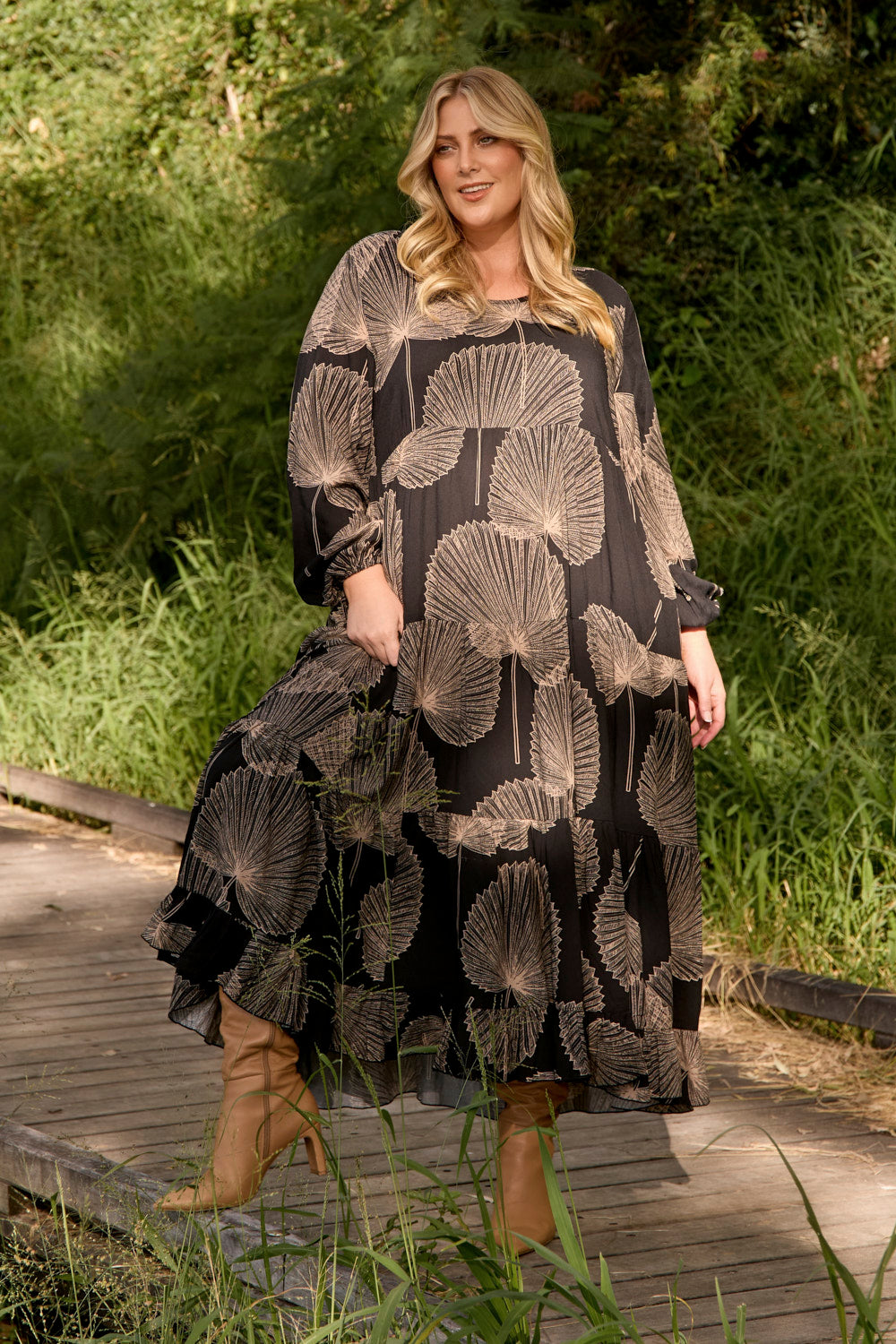 Sabre Long Sleeve Dress in Winter Solstice