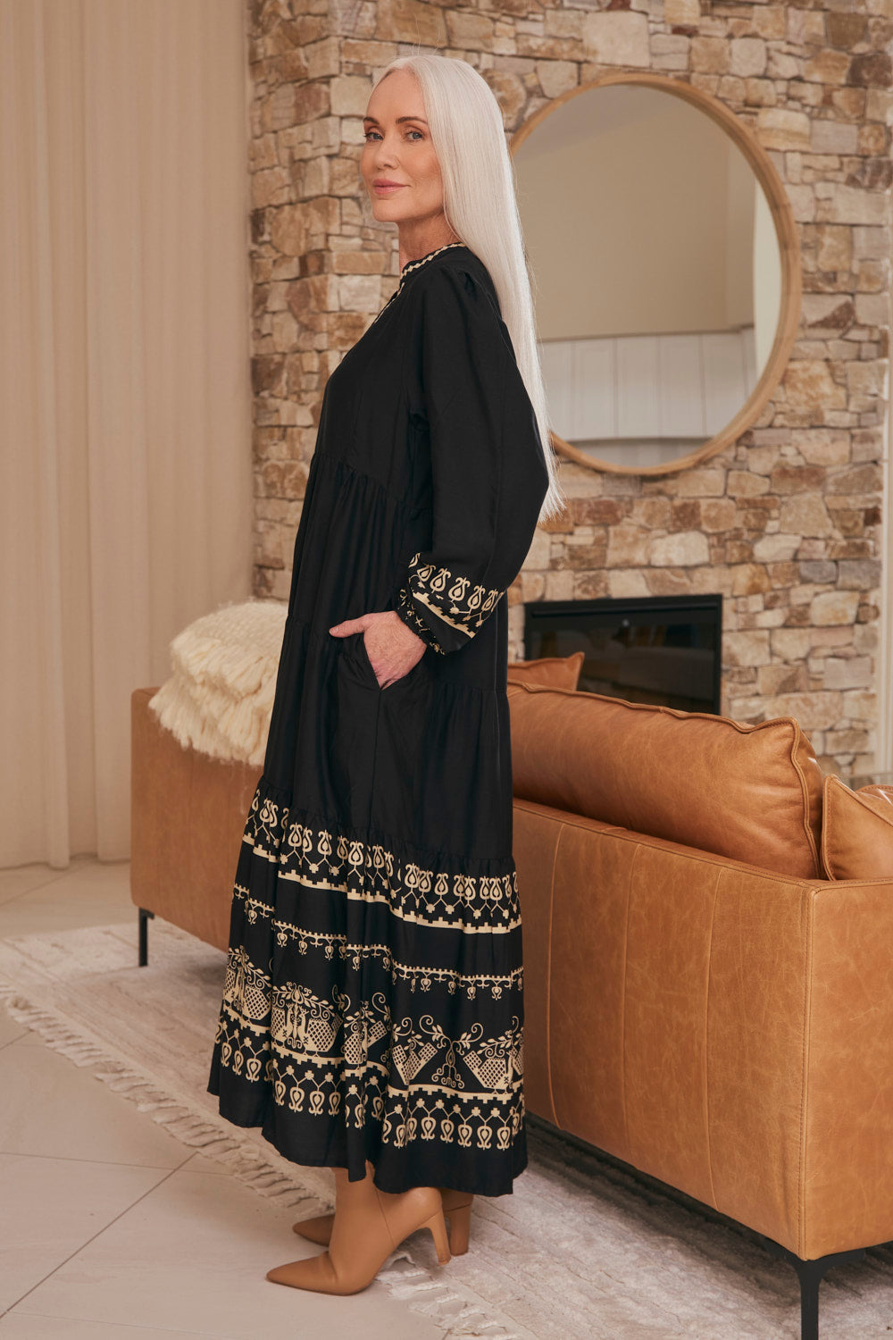 Sabre V-Neck Dress in Baroque