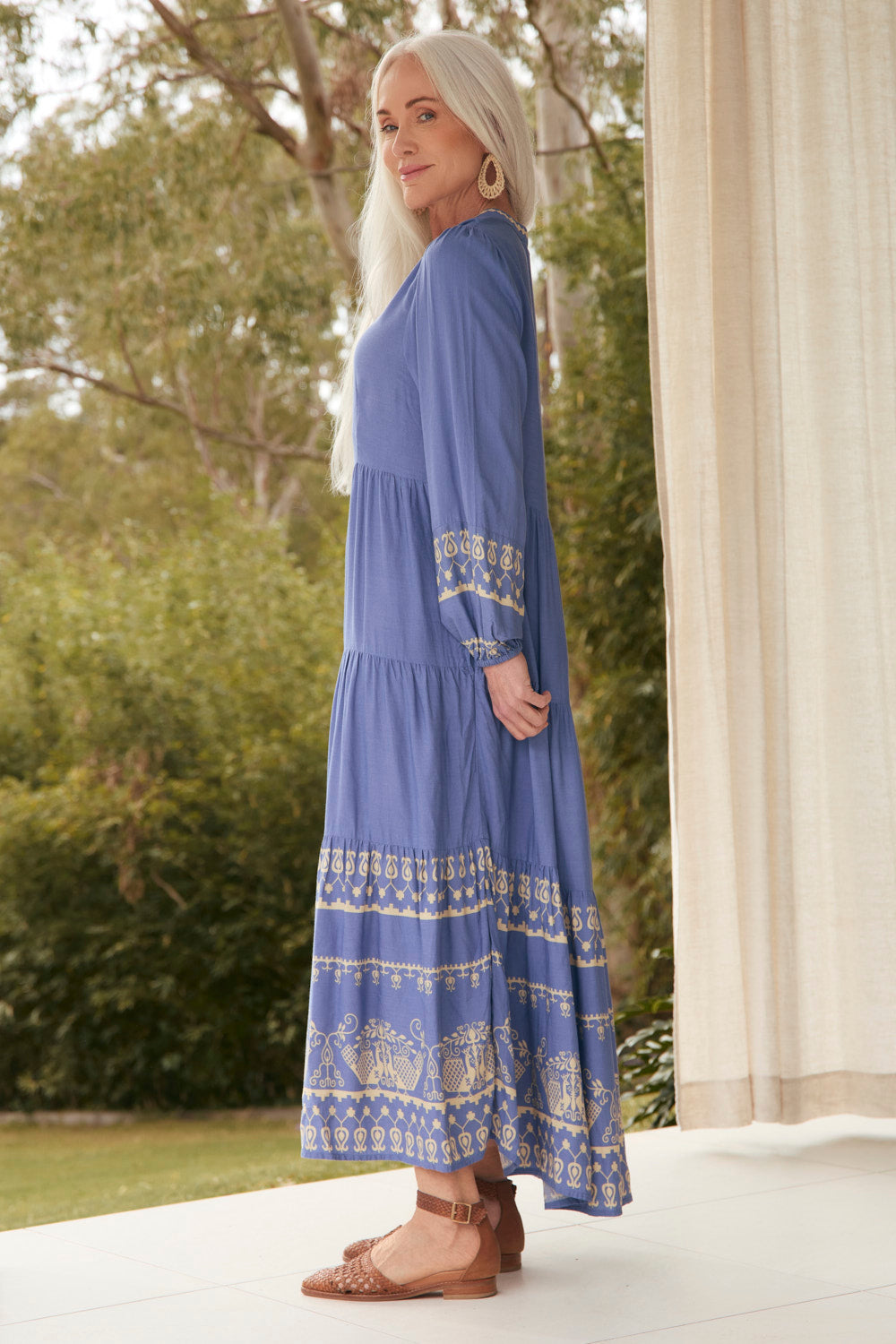 Sabre V-Neck Dress in Breeze