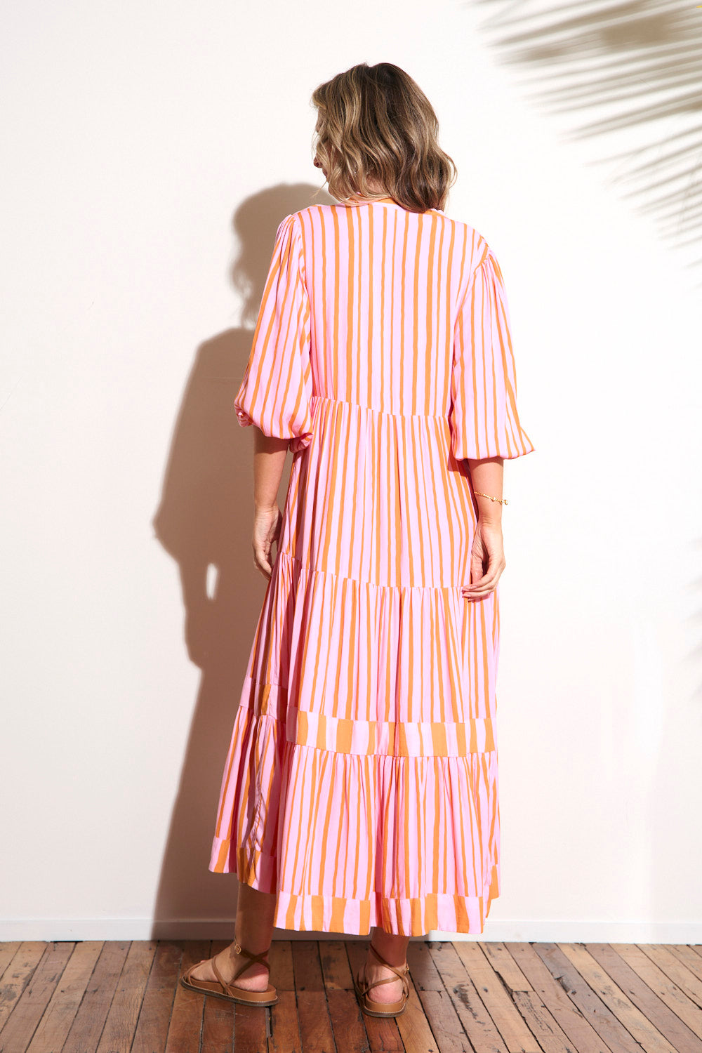 Sabre V-Neck Dress in Coral Spring