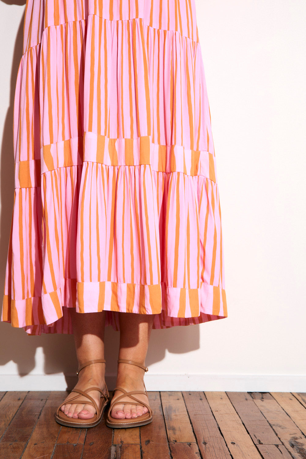 Sabre V-Neck Dress in Coral Spring