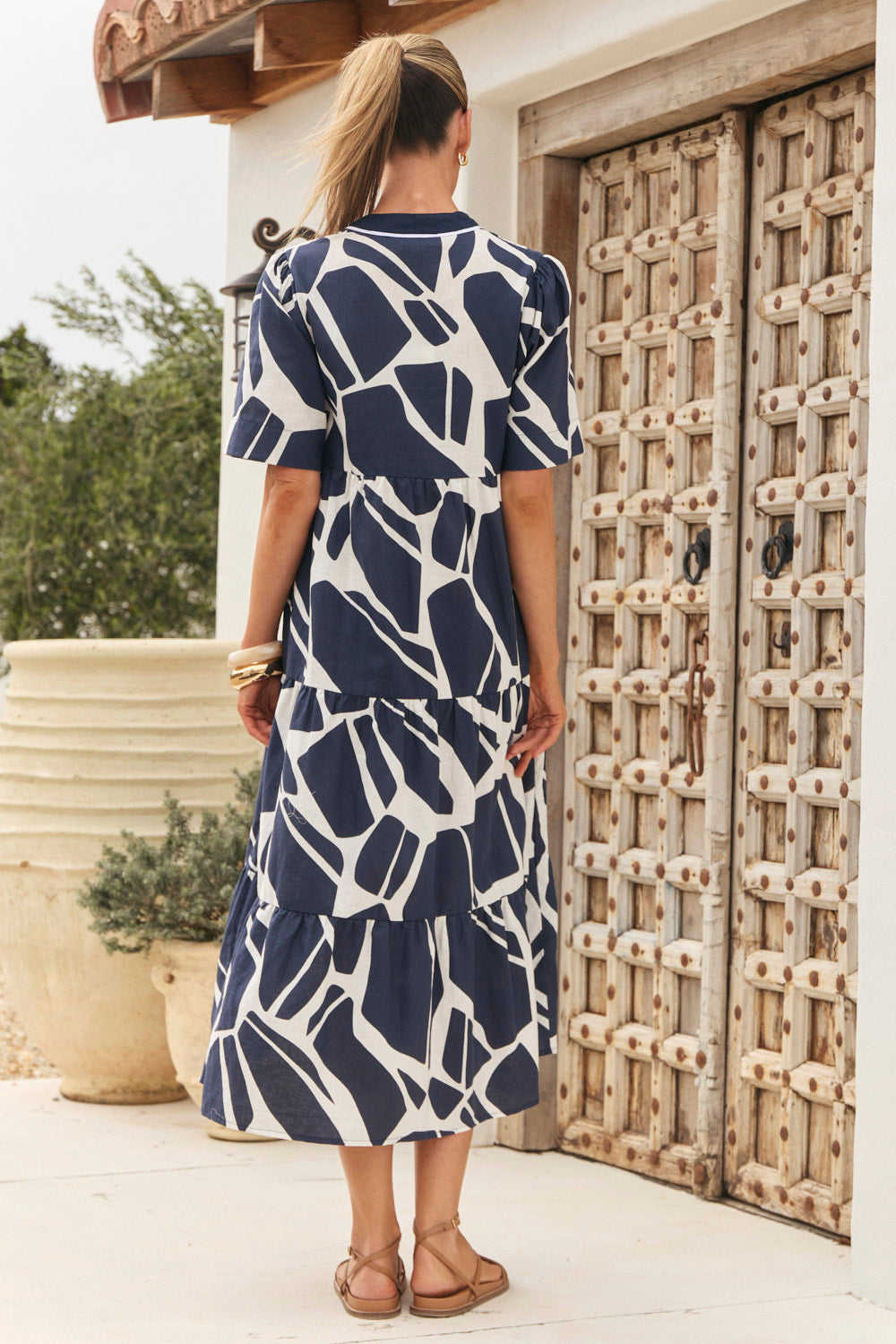 Sabre V-Neck Dress in Fjorde Navy