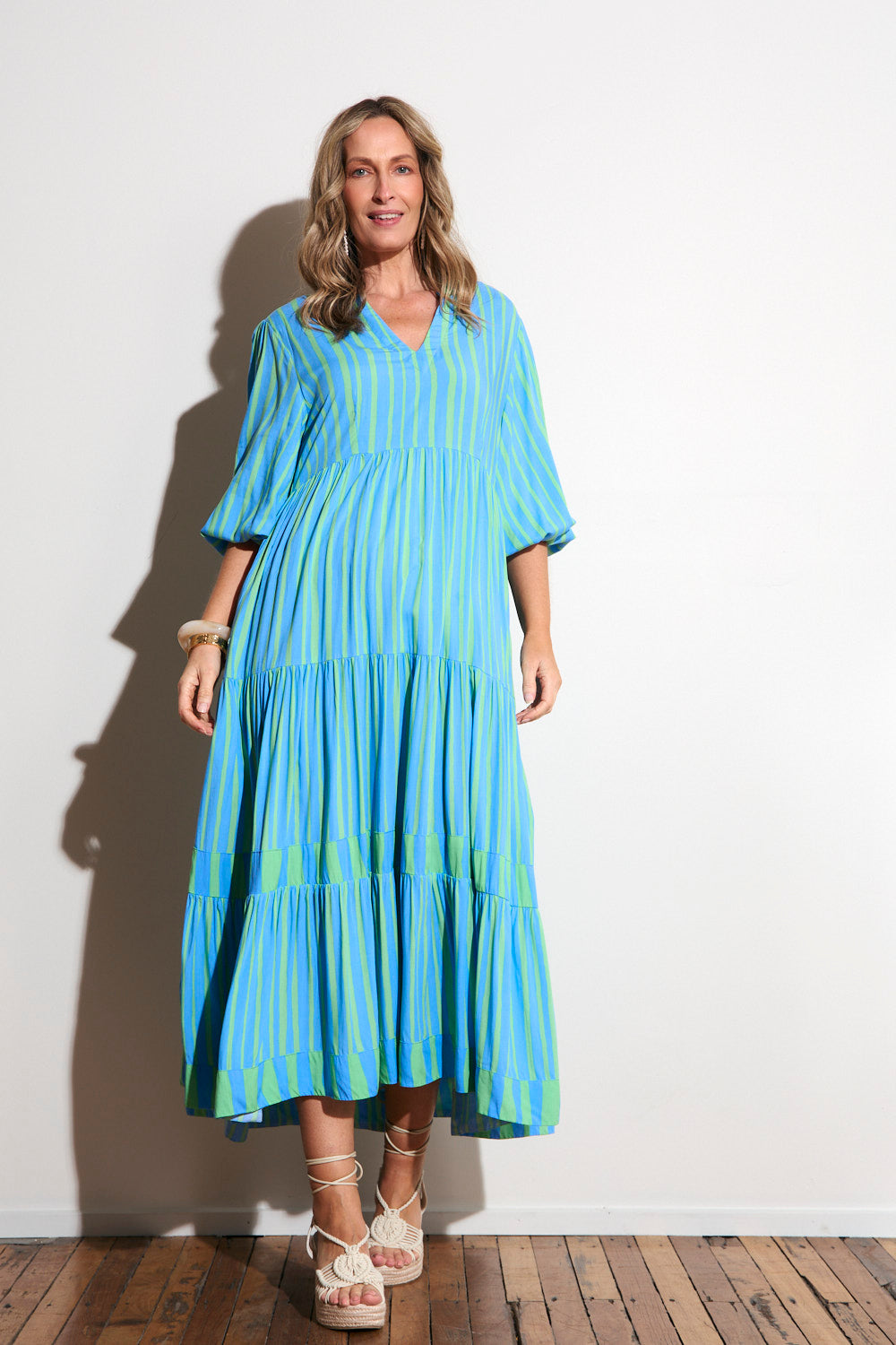 Sabre V-Neck Dress in Tropical Spring
