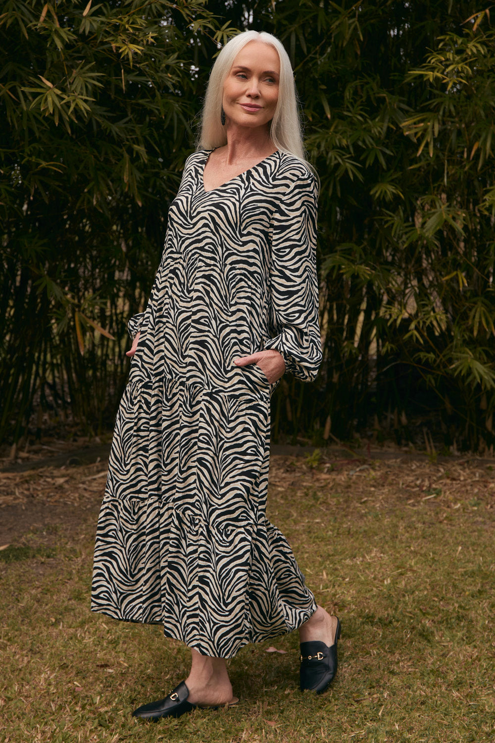 Sabrina Tiered Dress in Safari