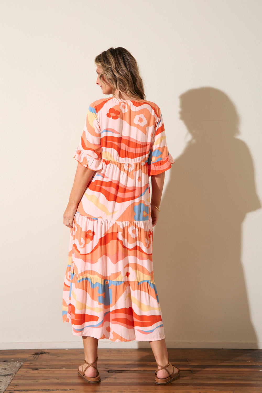 Sabrina Tiered Dress in Solene Orange