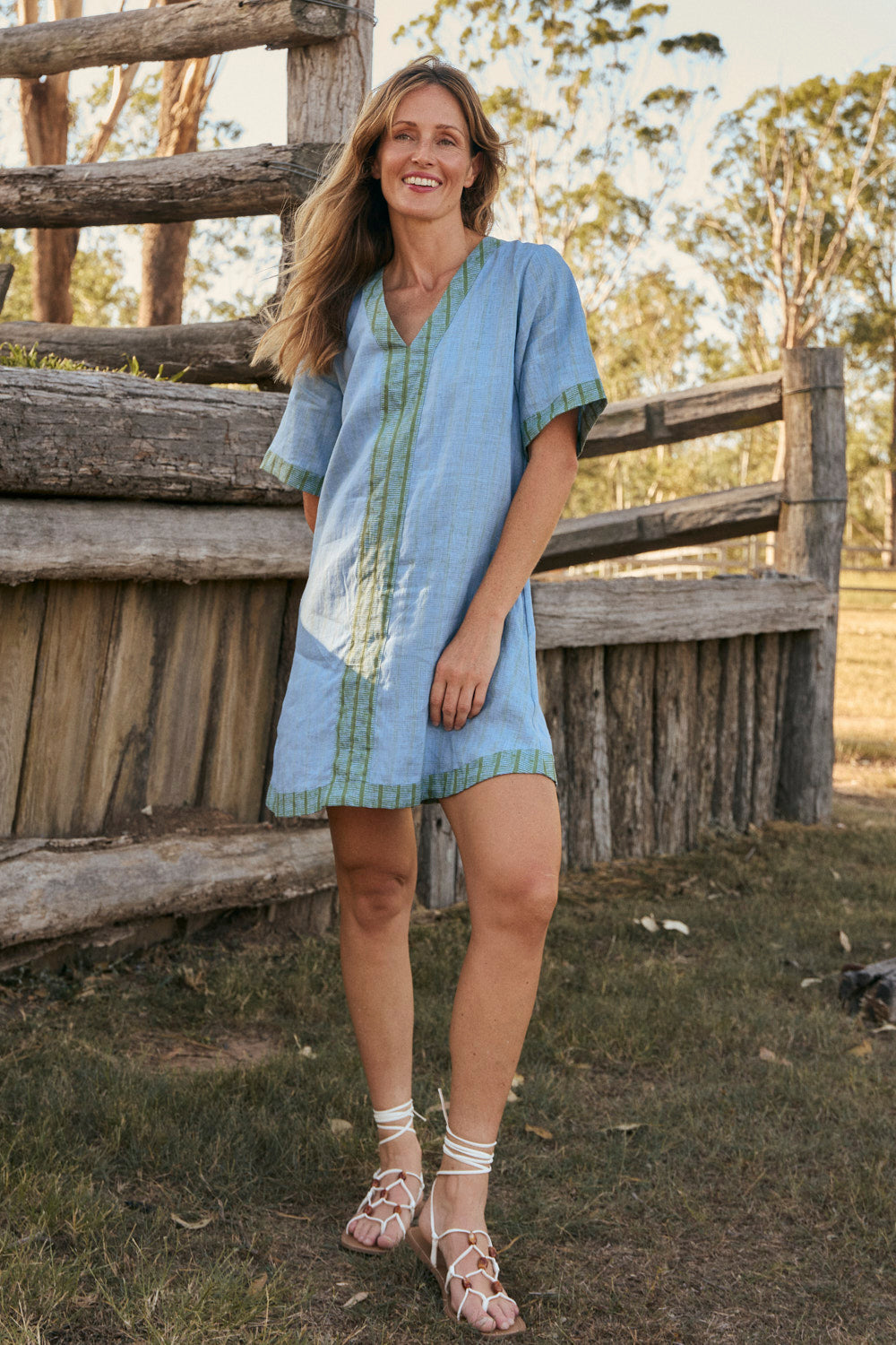 Sacha Linen Shift Dress in Seabourne