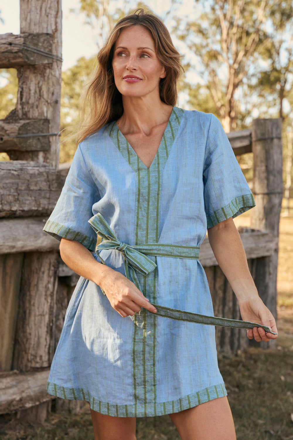 Sacha Linen Shift Dress in Seabourne