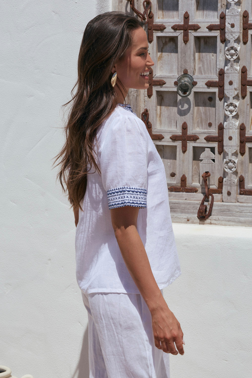 Samara Embroidered Blouse in White