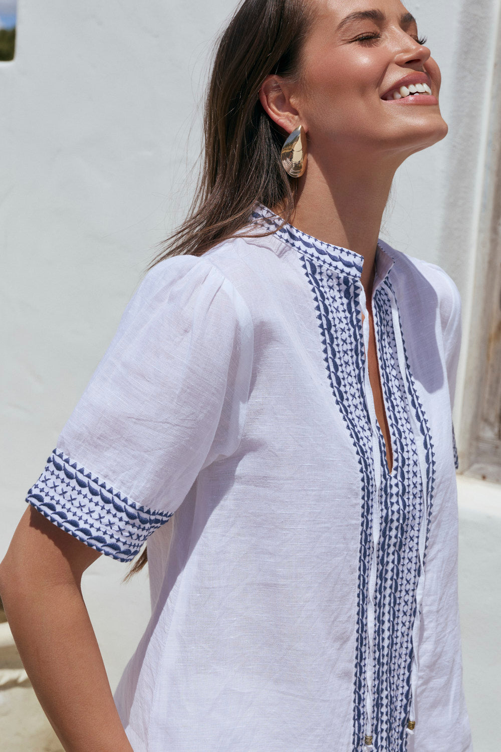 Samara Embroidered Blouse in White