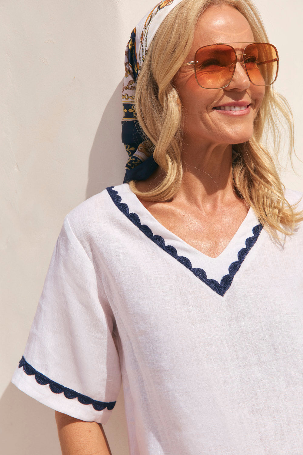 Samara Linen Blouse in Seaside