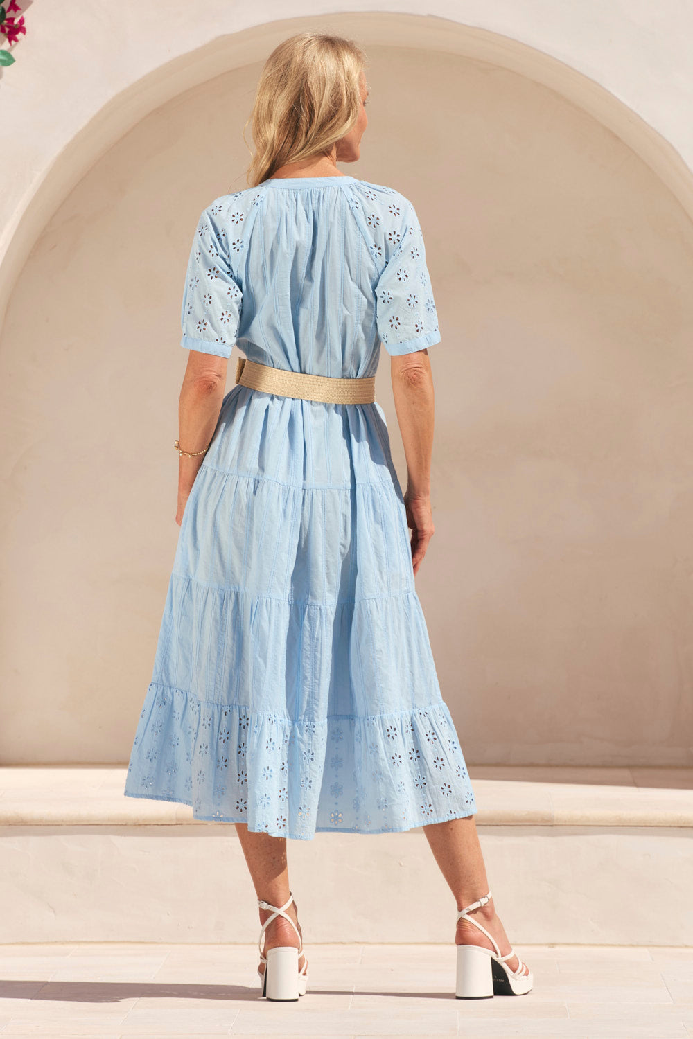 Savannah Daisy Embroidered Dress in Pale Blue