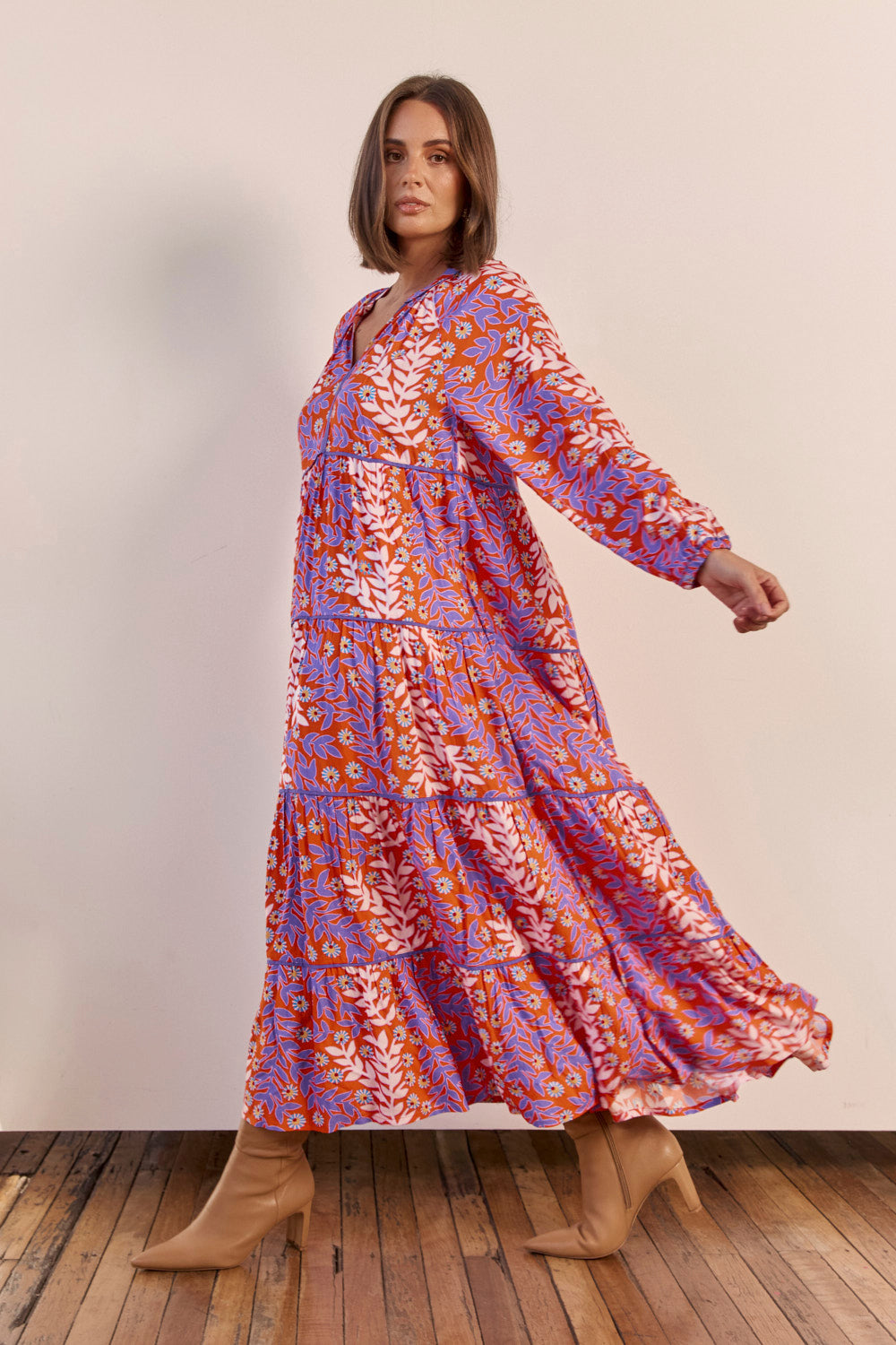 Savannah Tiered Dress in Autumn Sonata