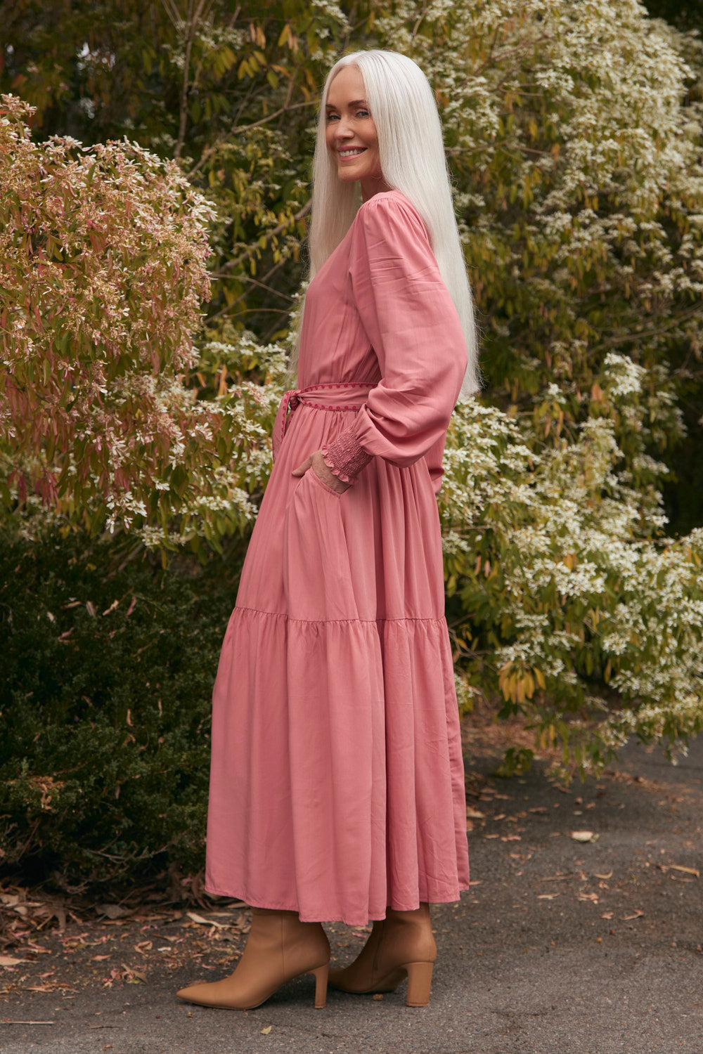 Savelle Embroidered Dress in Earth