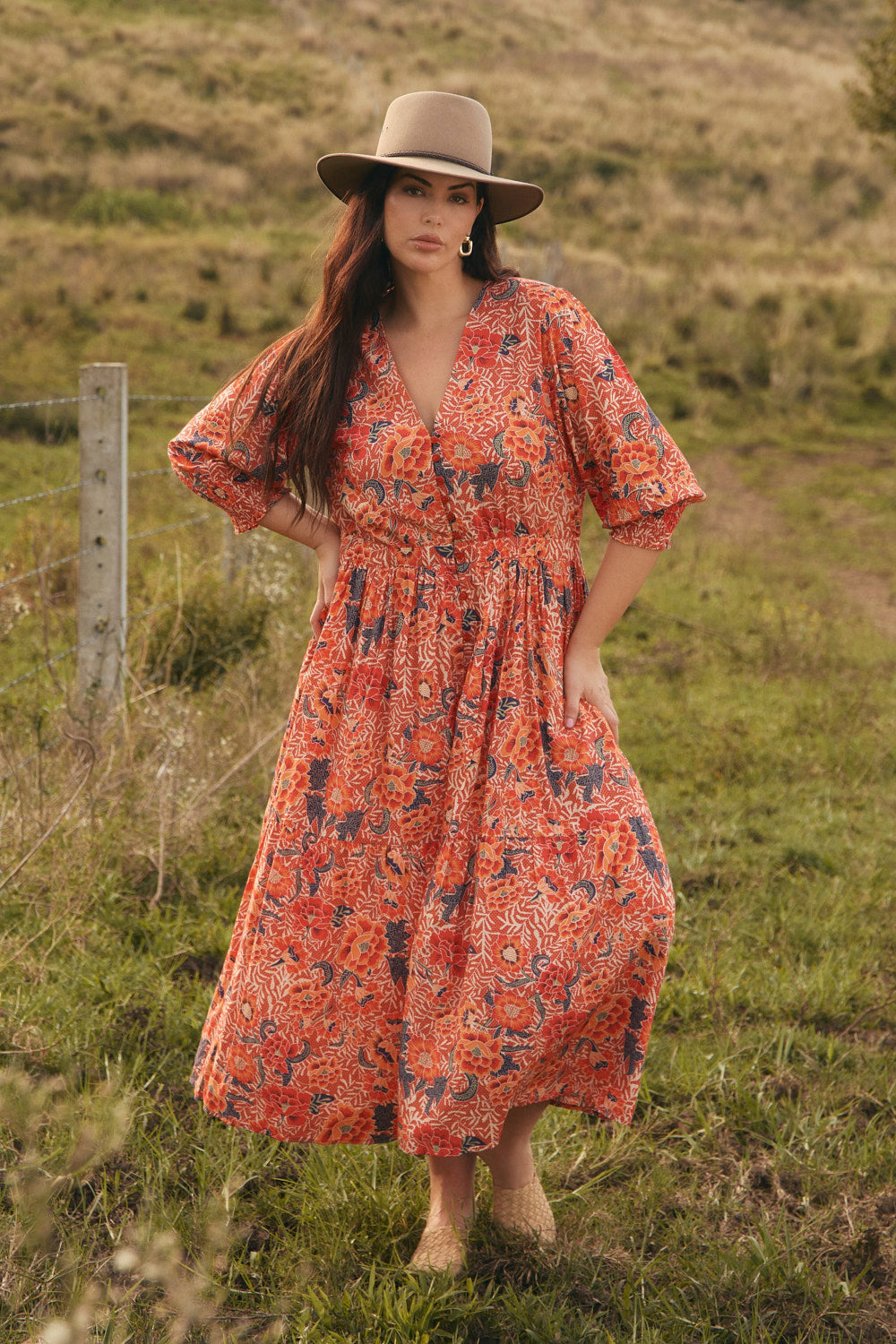 Savelle Long Sleeve Dress in Crimson Haze