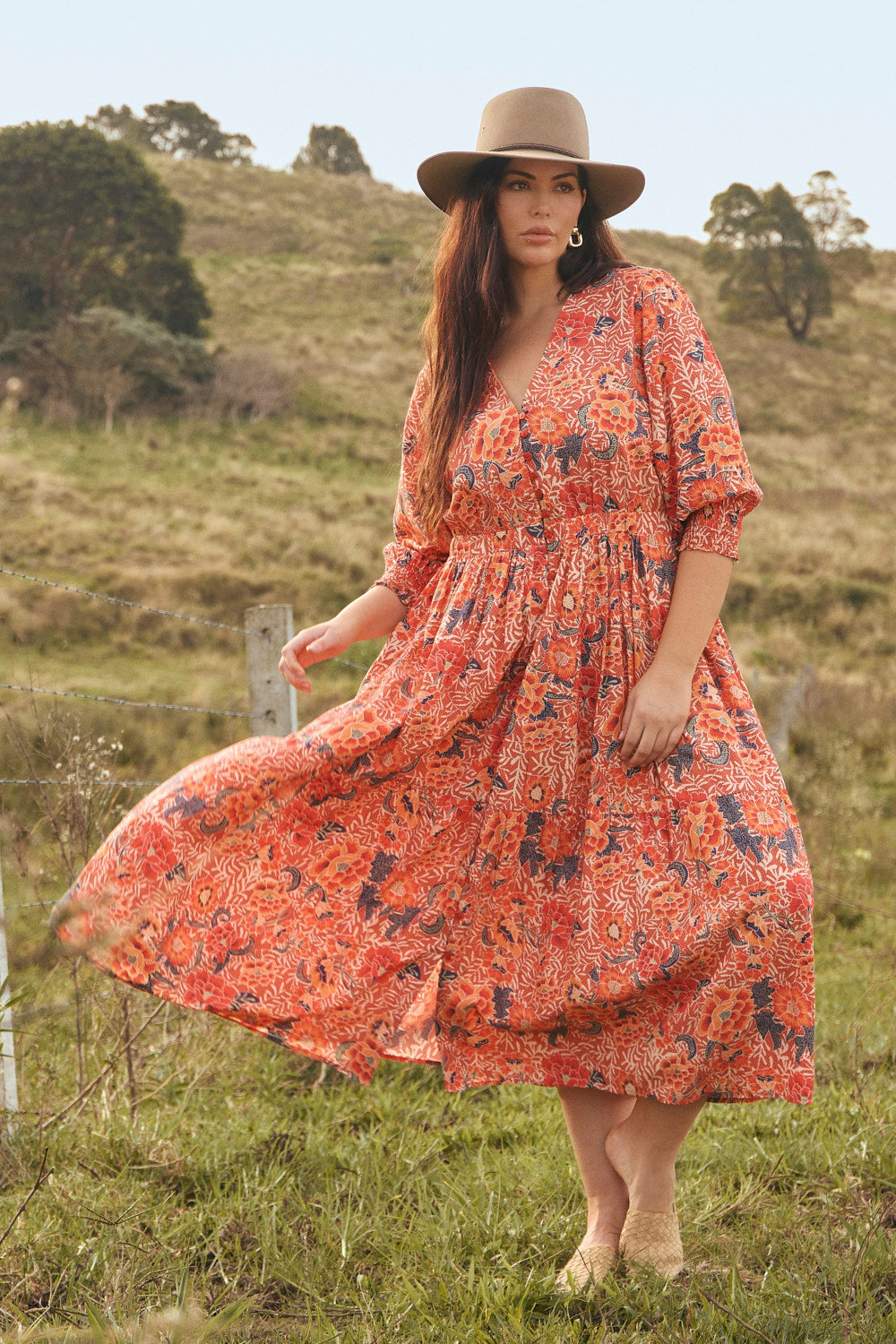 Savelle Long Sleeve Dress in Crimson Haze