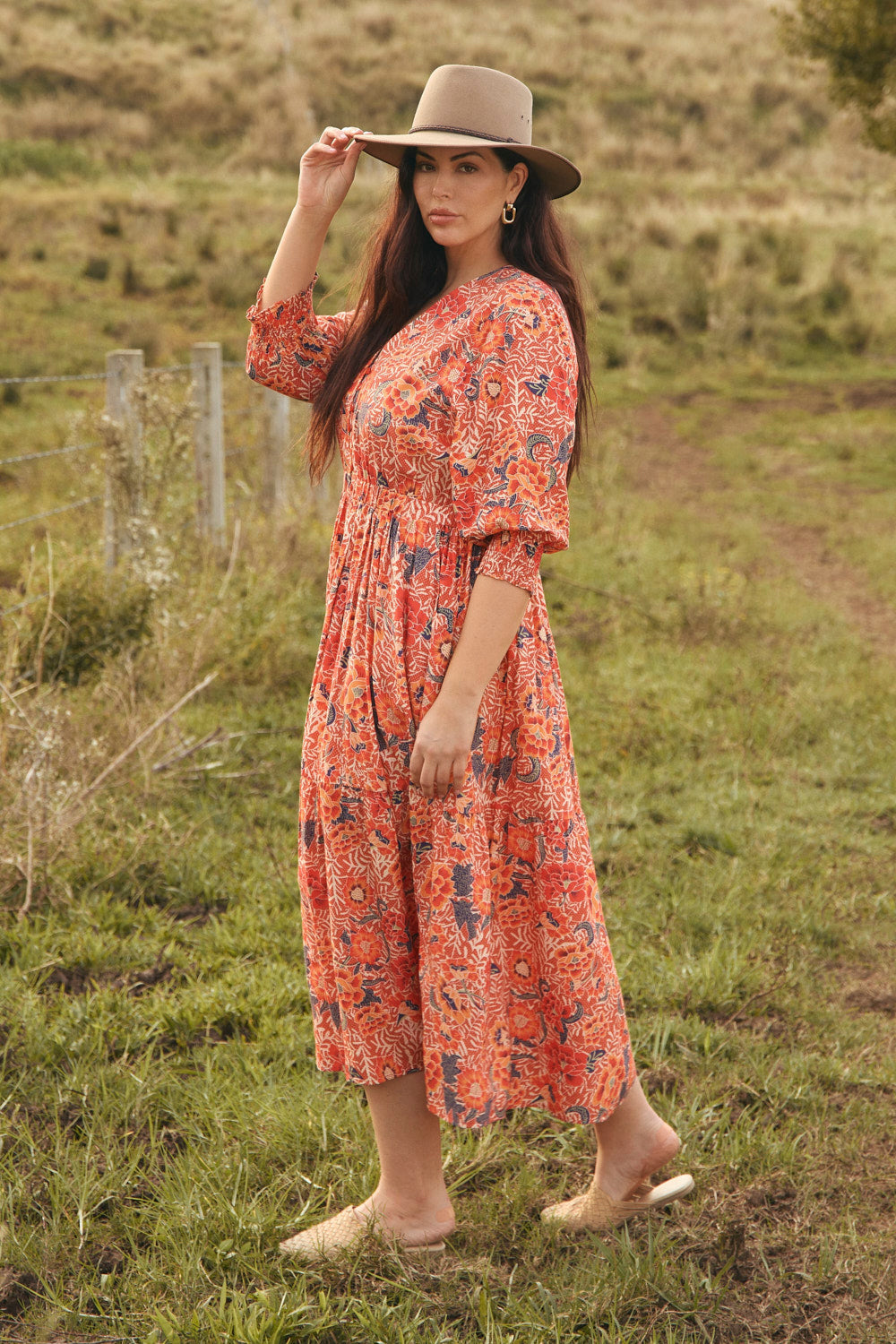 Savelle Long Sleeve Dress in Crimson Haze