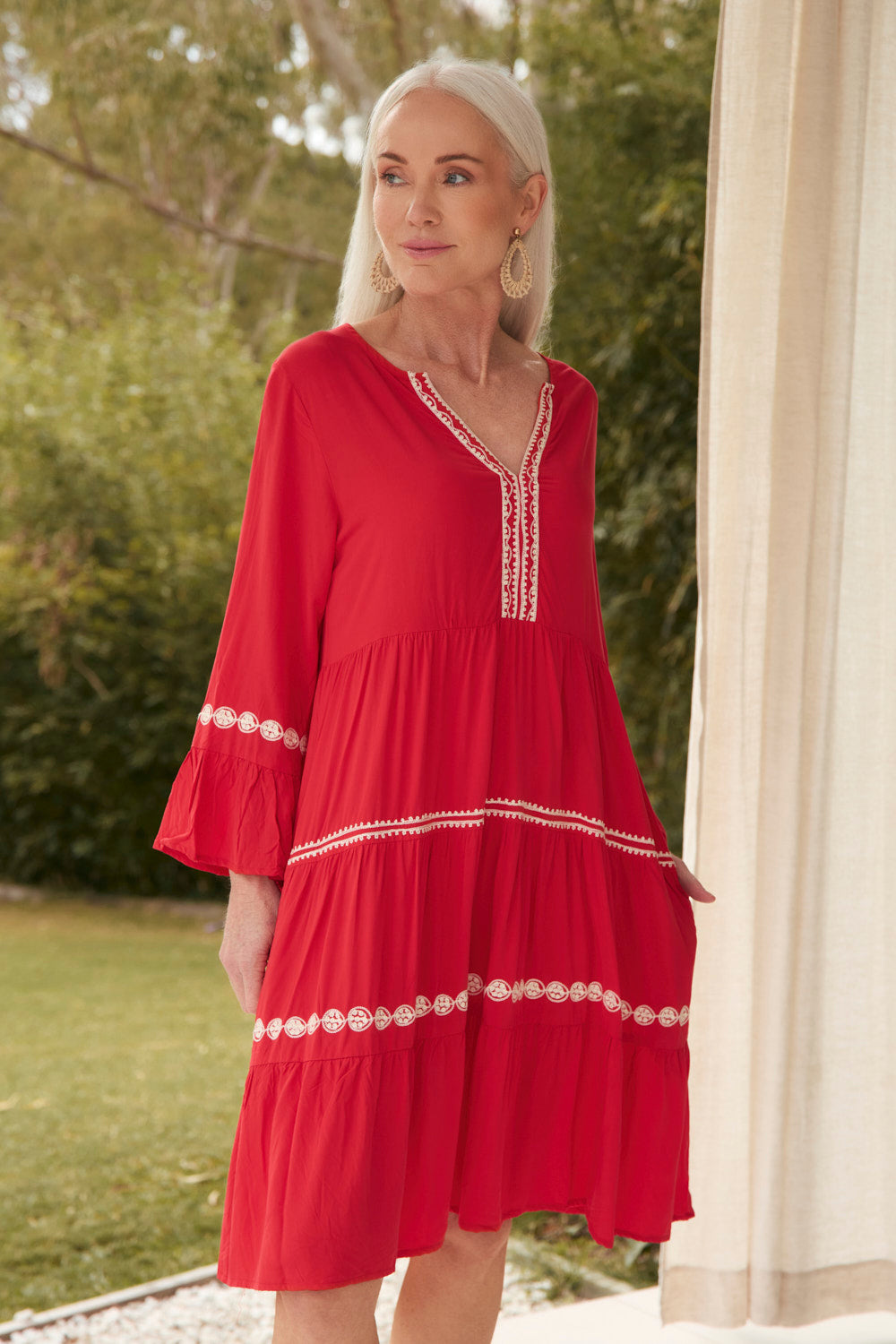 Scout Bell Sleeve Dress in Old Lace