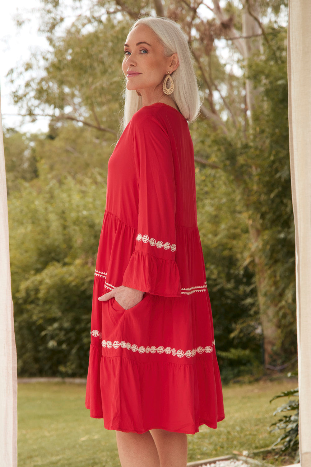 Scout Bell Sleeve Dress in Old Lace