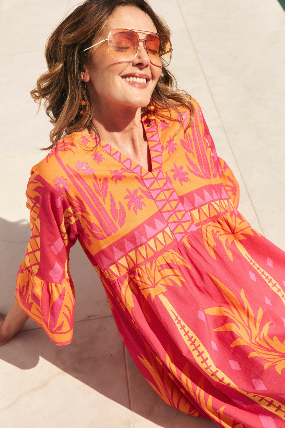 Scout Bell Sleeve Dress in Tangerina