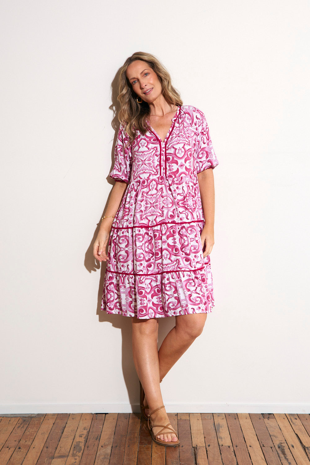 Scout Billow Sleeve Dress in Mulberry Bijou