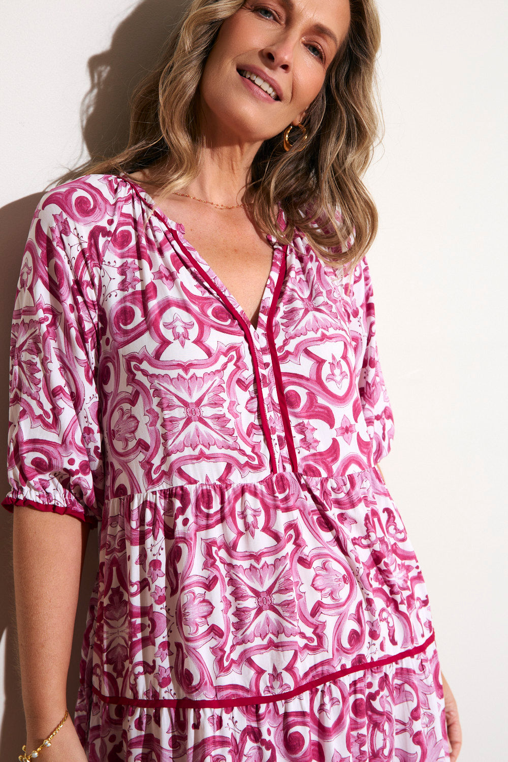 Scout Billow Sleeve Dress in Mulberry Bijou