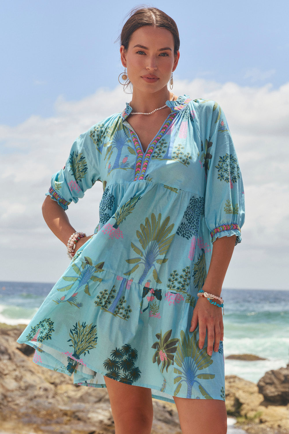 Scout Tiered Dress in Blue Oasis Scout Tiered Dress in Blue Oasis