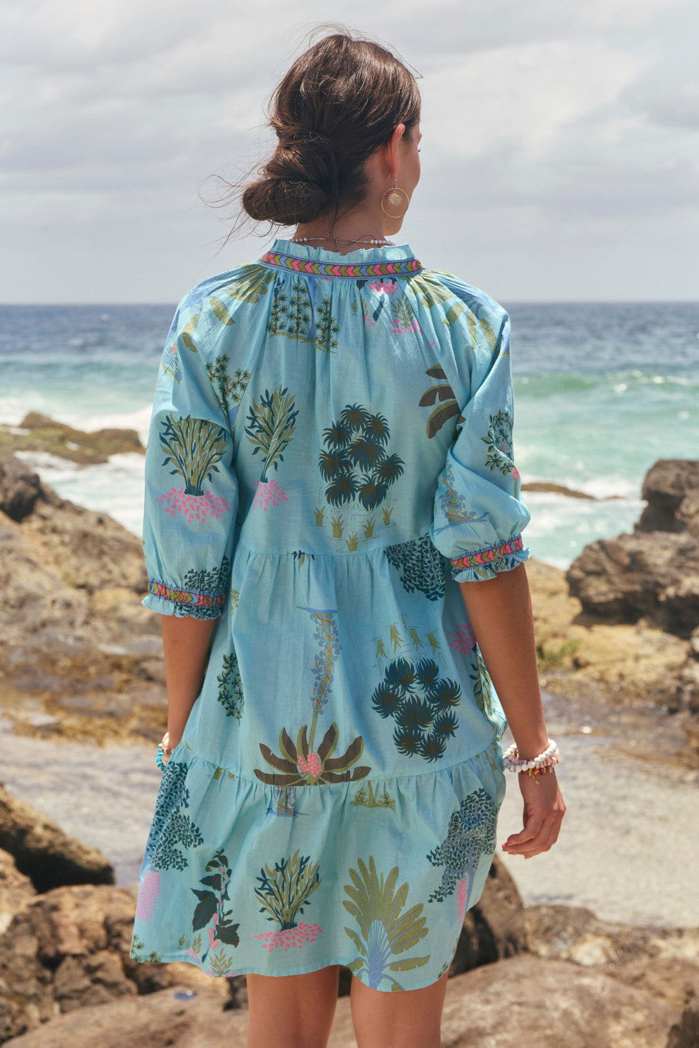 Scout Tiered Dress in Blue Oasis