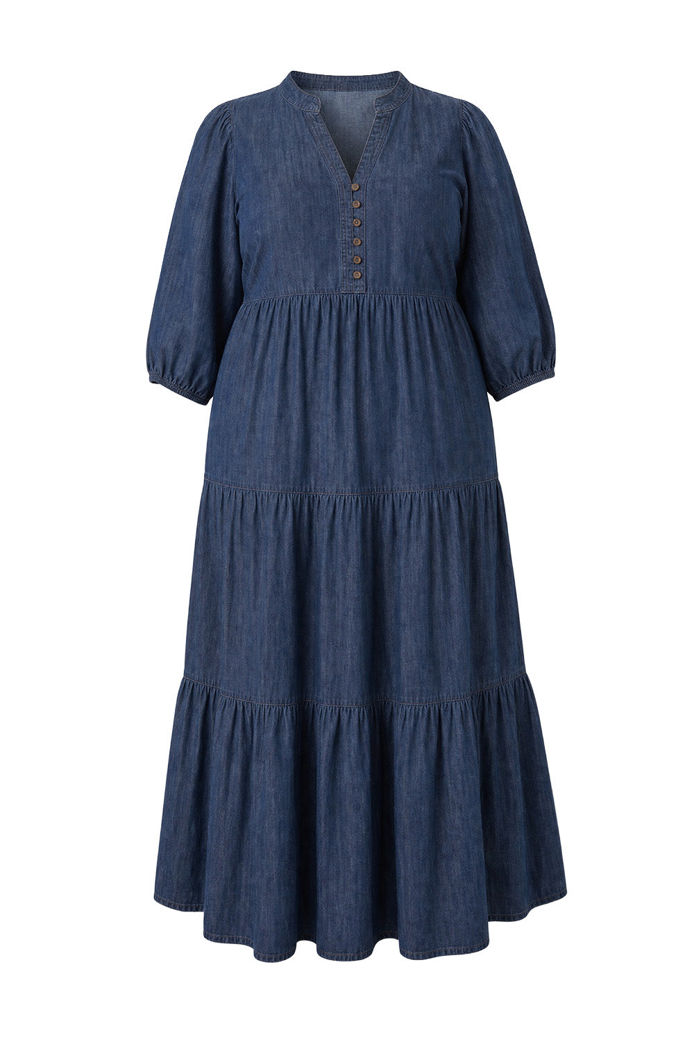Sienna Chambray Billow Dress in Dark Wash