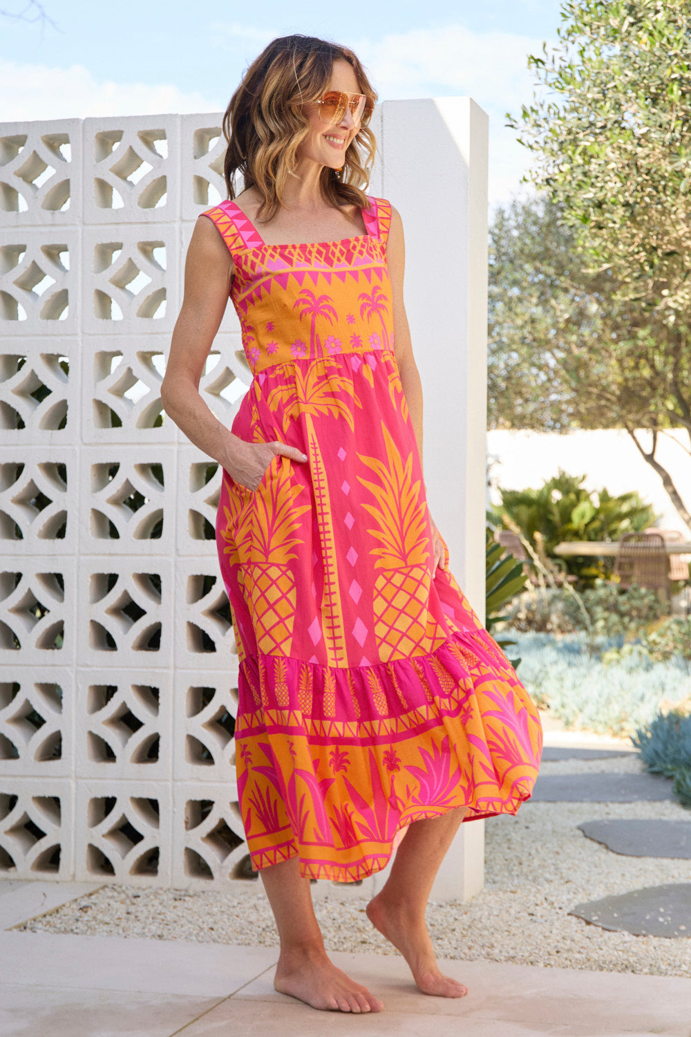 Solene Sun Dress in Tangerina, Maxi Dress - Adrift Clothing