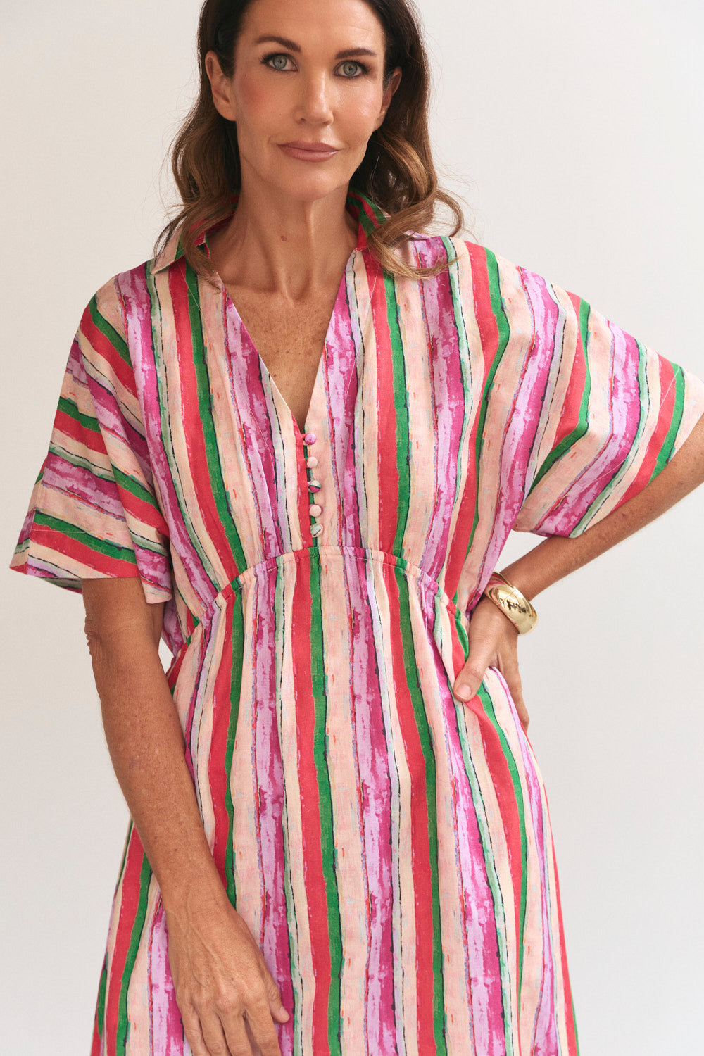 Stella Plunge Dress in Berry Burst