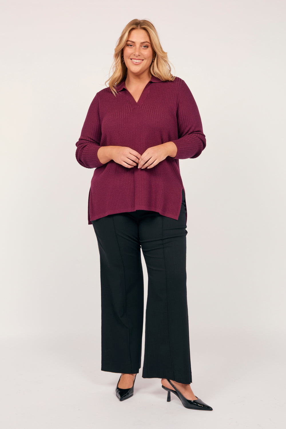 Stretch Wide Leg Pant in Black