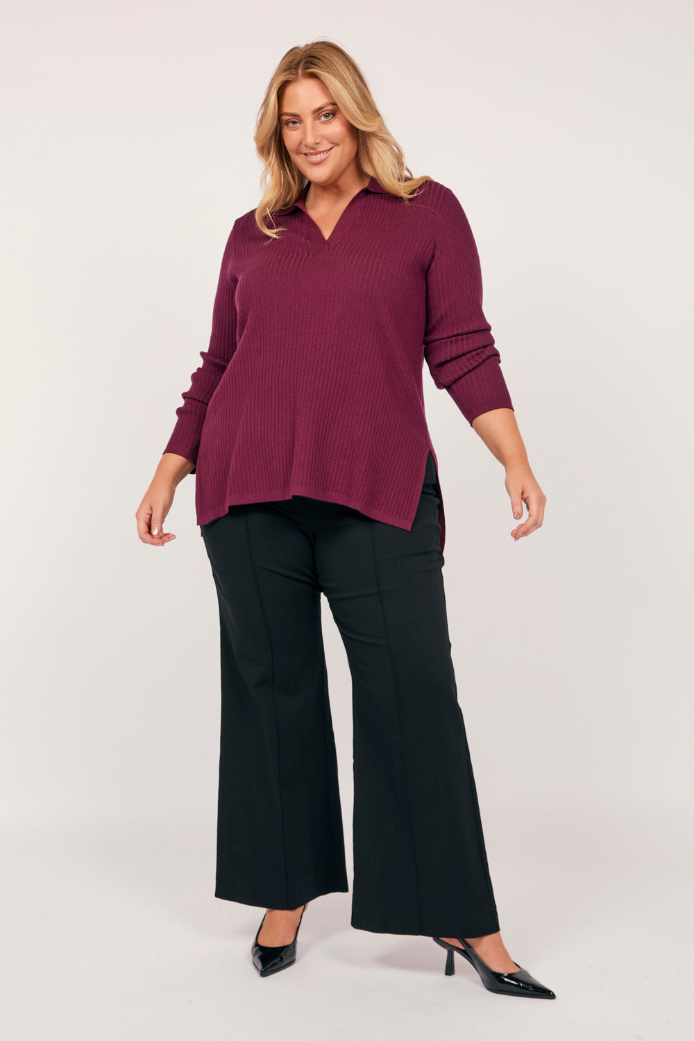 Stretch Wide Leg Pant in Black