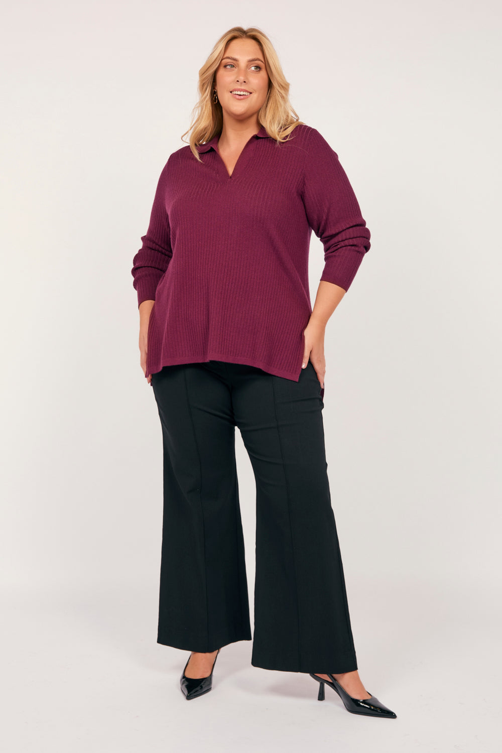 Stretch Wide Leg Pant in Black