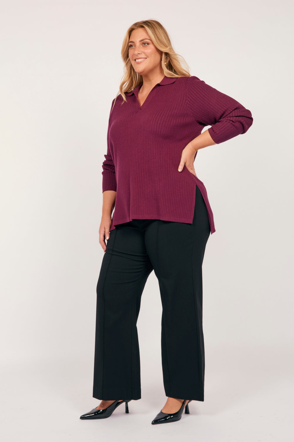 Stretch Wide Leg Pant in Black