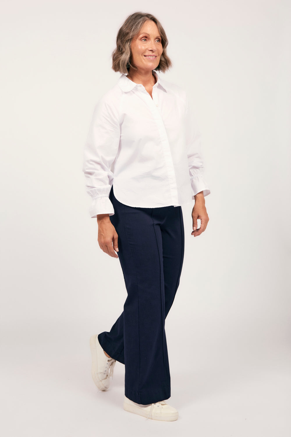 Stretch Wide Leg Pant in Navy