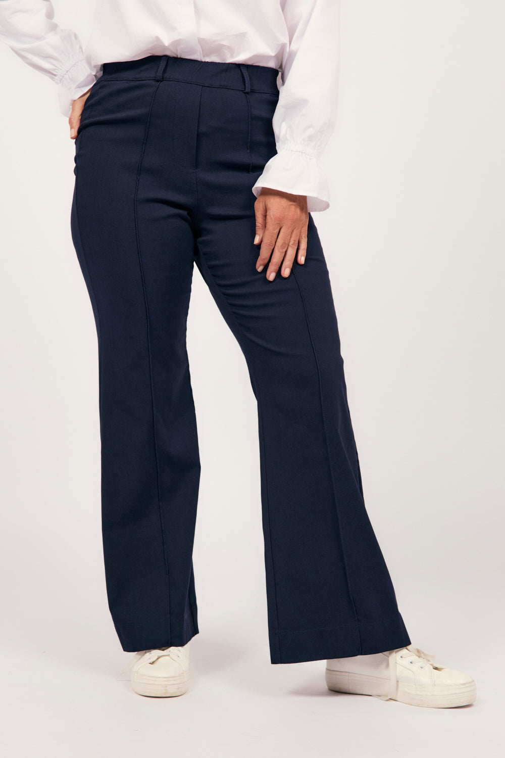 Stretch Wide Leg Pant in Navy