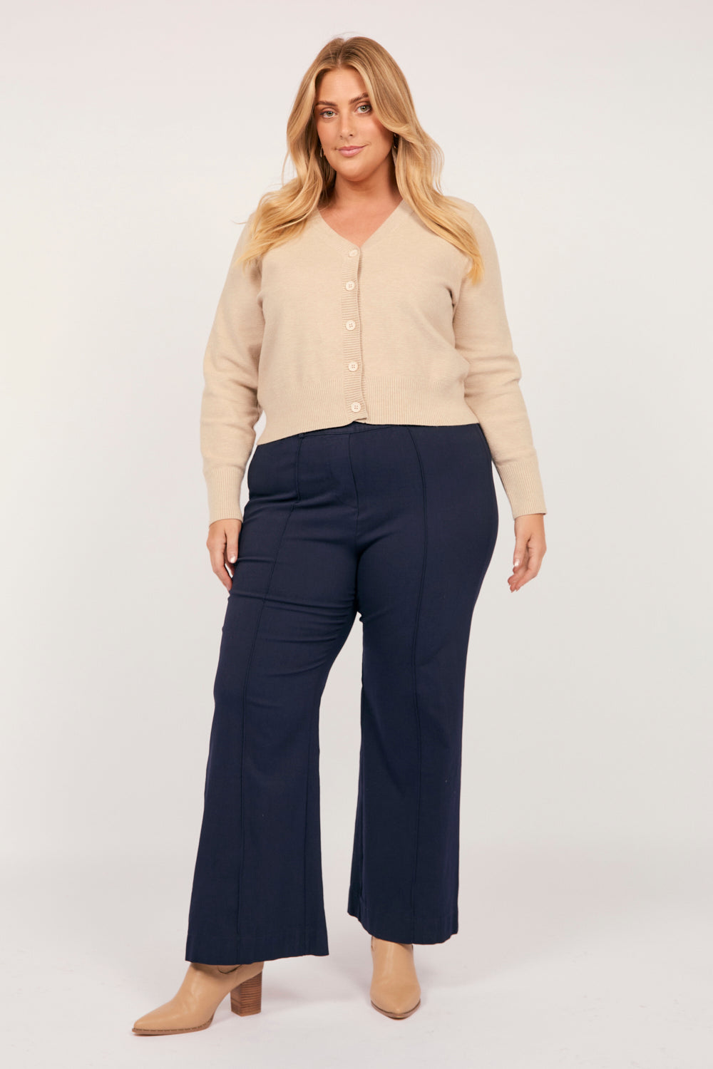 Stretch Wide Leg Pant in Navy