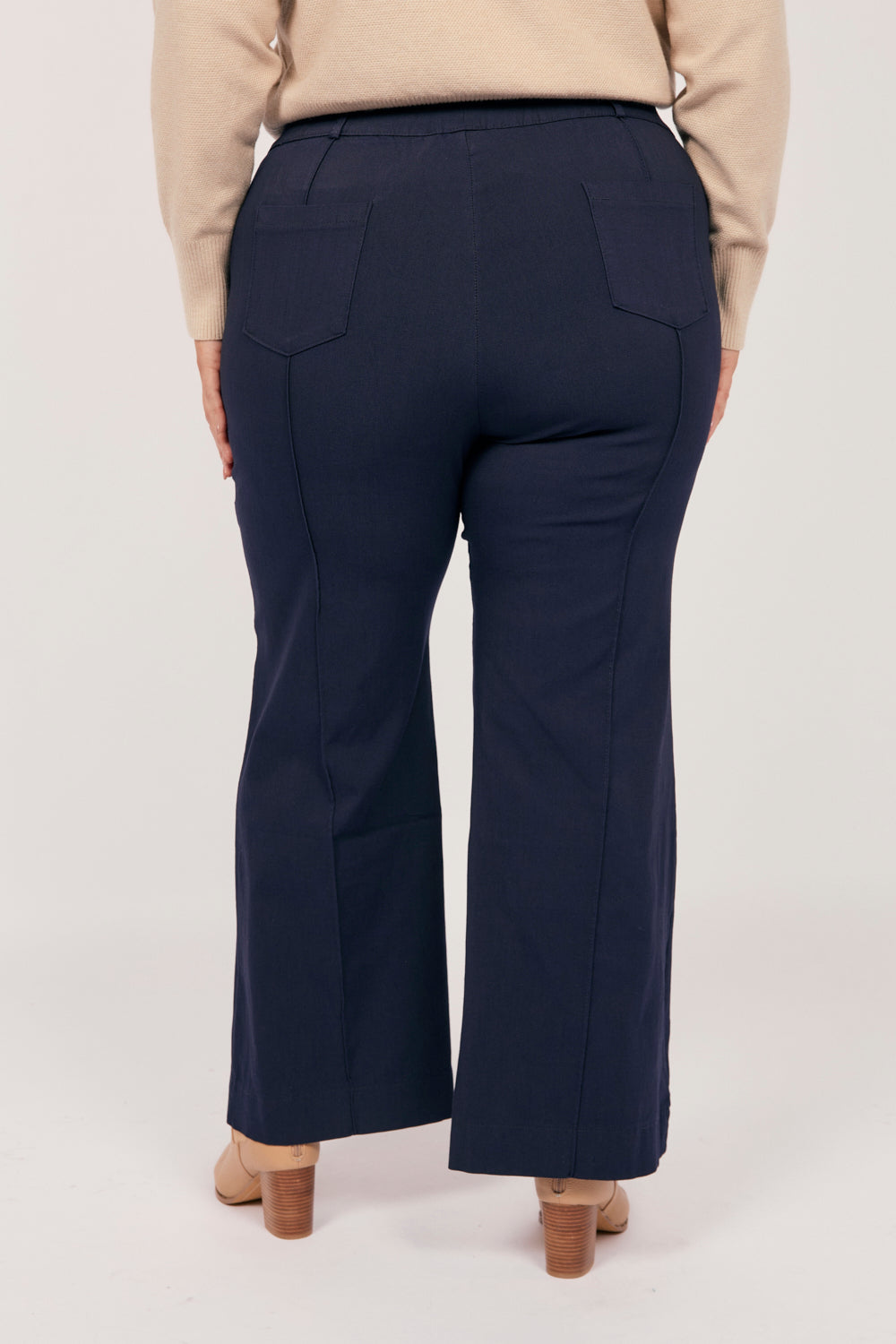 Stretch Wide Leg Pant in Navy