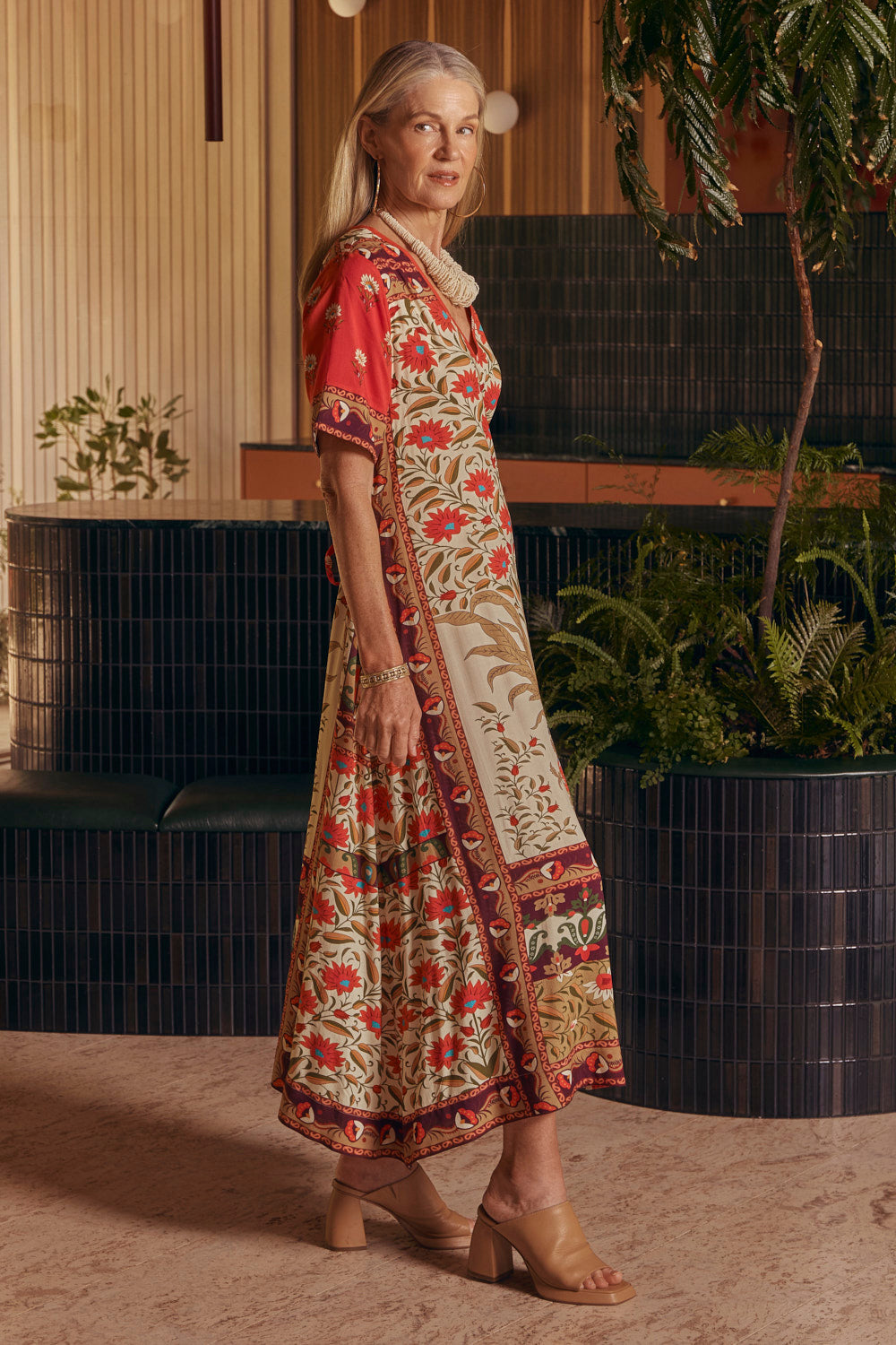 Tamara V-Neck Dress in Palladio, Maxi Dress - Adrift Clothing