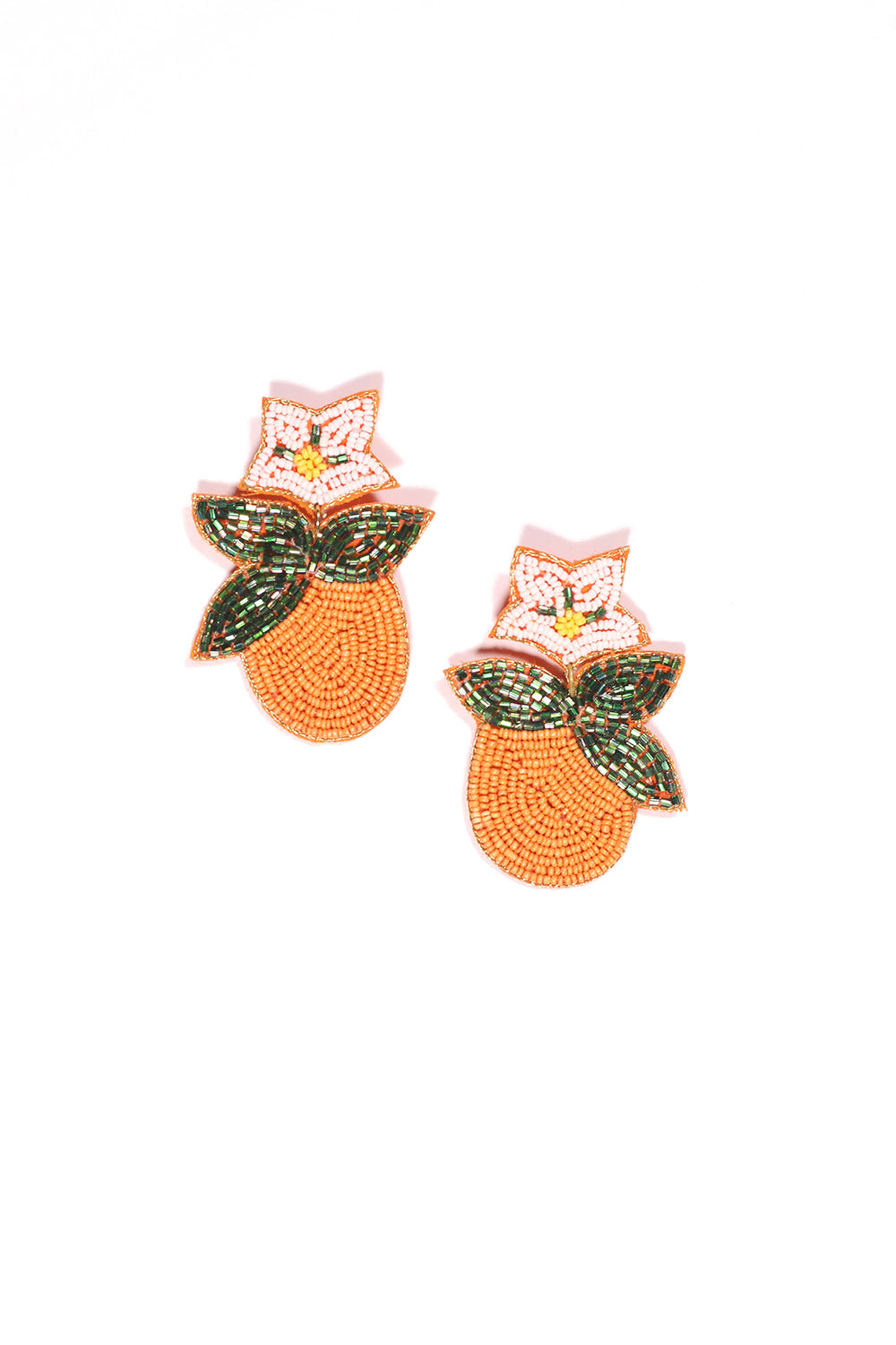 Tangerine Beaded Earrings in Orange