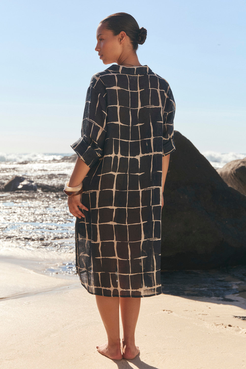 Tess Linen Tunic Dress in Woven Echo