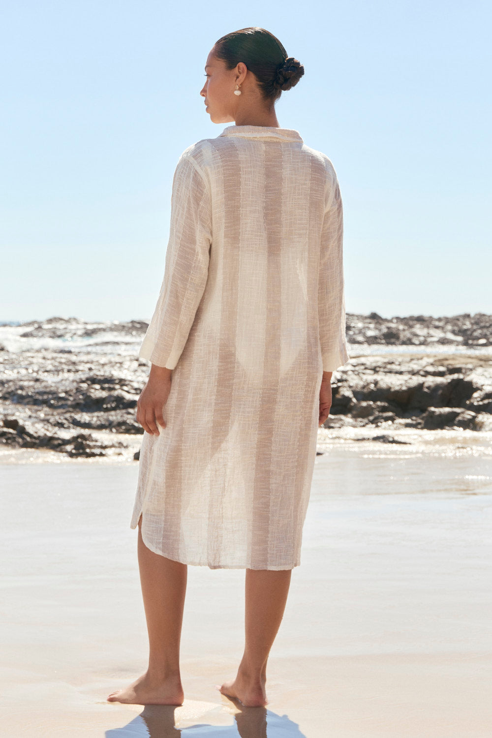 Tess Tunic Dress in Natural Stripe