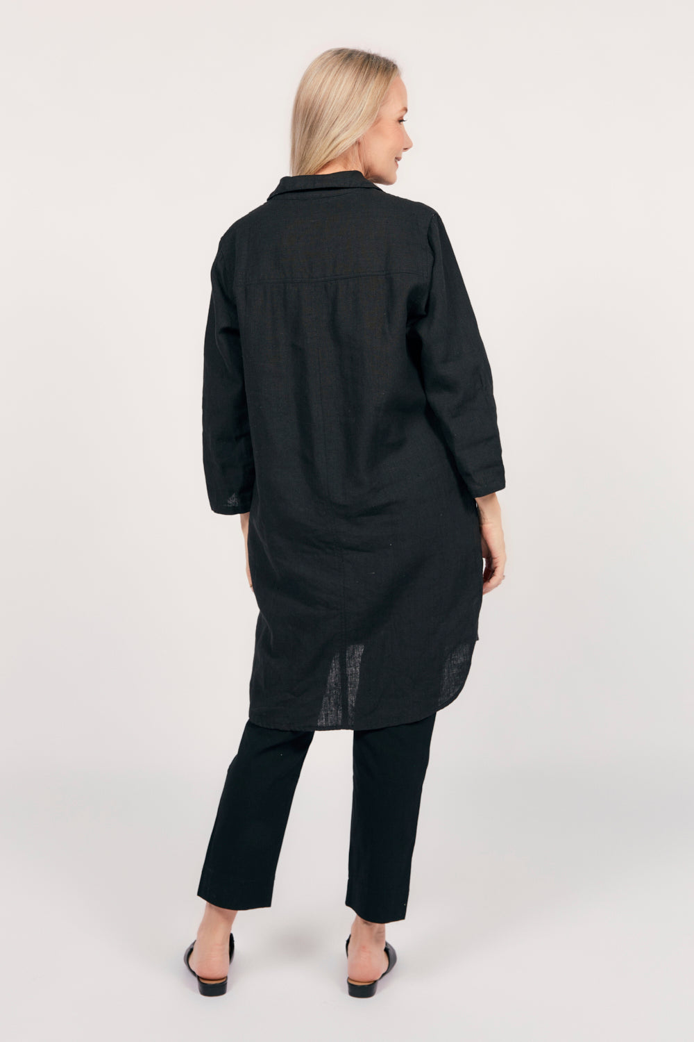 Tess Tunic Shirt Dress in Onyx
