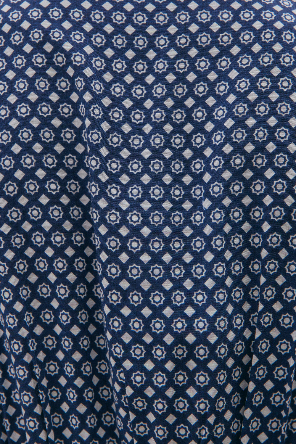 Close-up of blue and white patterned fabric